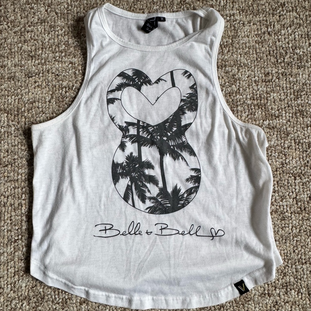 White Palm Tree Tank KB Cropped Top